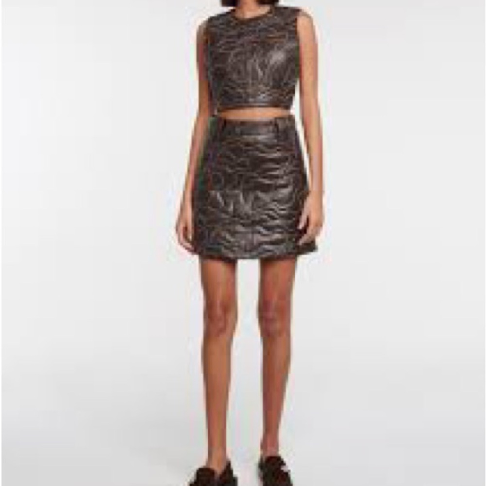 Ganni brown quilted top and skirt, worn once